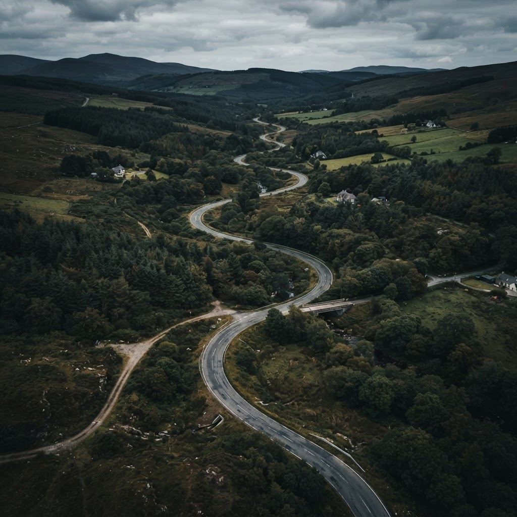Rural road winding through terrain, PMGSY-III